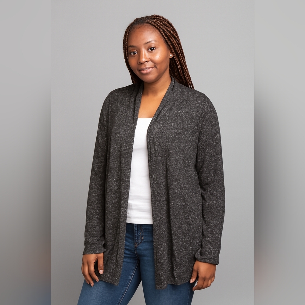 SOFT SURROUNDINGS Heathered Gray Open Cardigan S work office‎ Siren (#84)